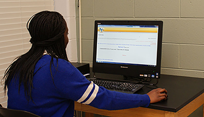 A random collection of images that changes on each page load. Some images are lab equipment, some are students performing a lab, and some are students submitting their lab results online at chem21Labs.com.